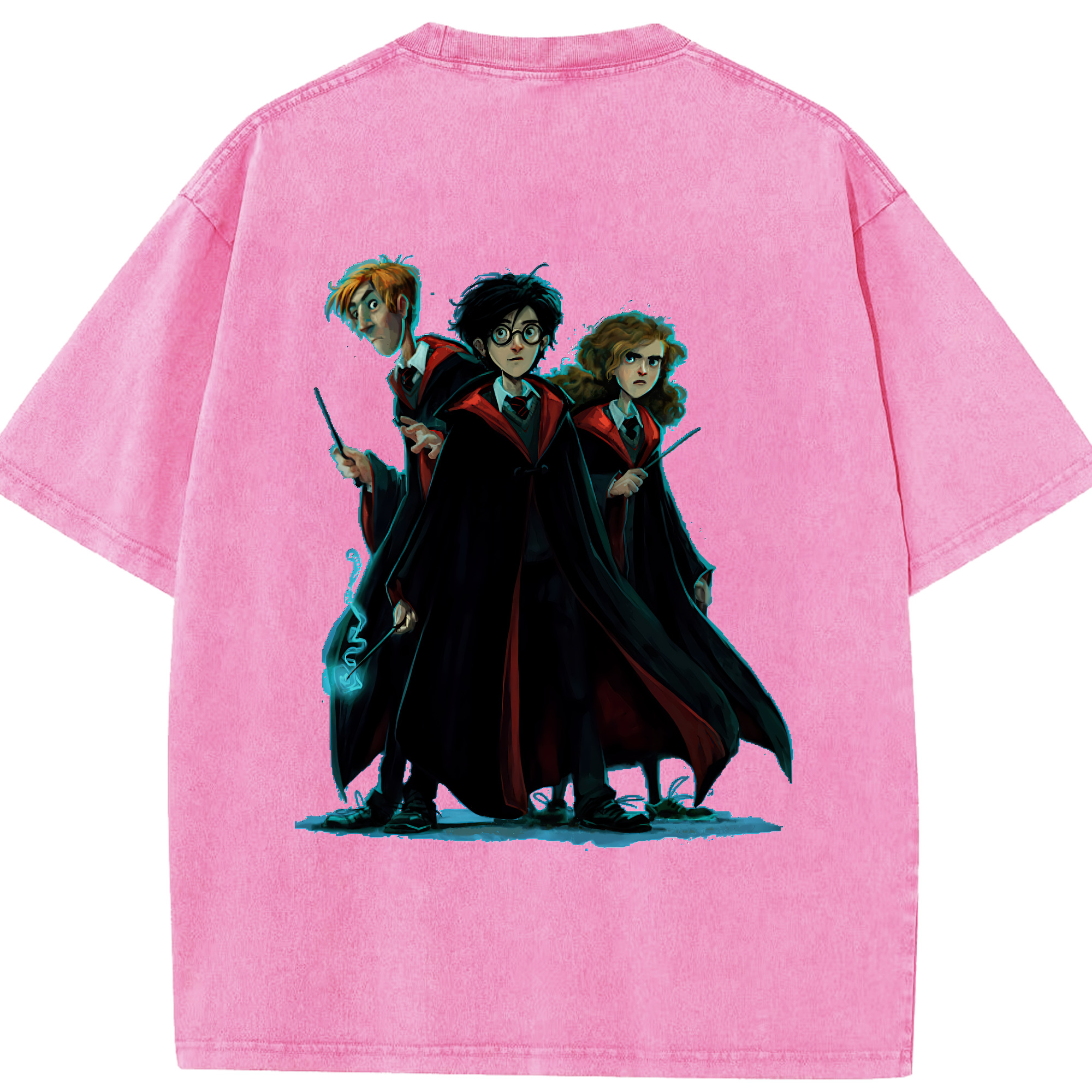 （画像用） Harry Potter ハリー・ポッターシリーズ 綿100% ヴィンテージ風 半袖Tシャツ（背面プリント）
